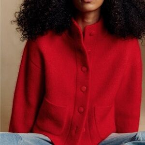 Sezane Vibrant Red Teddy Jacket